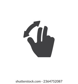 Finger schwipe Geste Vektorsymbol. volles Flachzeichen für mobiles Konzept und Webdesign. Drei Finger-Zoom Geste Glyph-Symbol. Symbol, Logo-Abbildung. Vektorgrafik