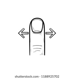 Finger swipe gestures hand drawn outline doodle icon. Touch screen gesture, left and right scroll concept. Vector sketch illustration for print, web, mobile and infographics on white background.