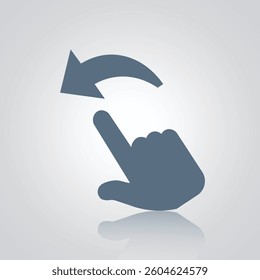 Finger swipe left gesture hand signs, Hand gesture icons with a silver abstract background