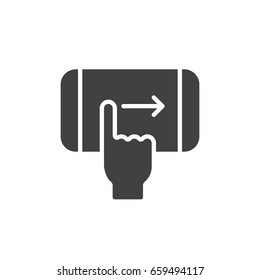 Finger swipe right hand gesture icon vector, filled flat sign, solid pictogram isolated on white. Symbol, logo illustration. Pixel perfect