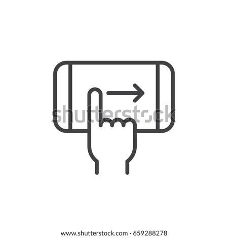 Finger swipe right hand gesture line icon, outline vector sign, linear style pictogram isolated on white. Symbol, logo illustration. Editable stroke. Pixel perfect