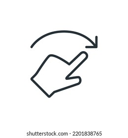 Finger Swipe Right Line Icon. Screen Swipe Vector Illustration. Touch Gesture Line Icon On White Background