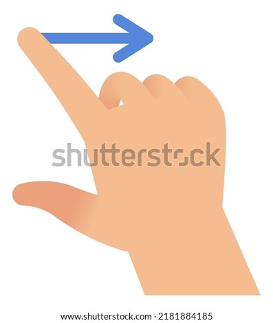 Finger swipe right on touch screen. Hand scroll gesture