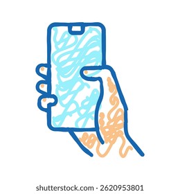 finger swiping on phone screen doodle icon sketch vector. finger swiping on phone screen sign. isolated symbol illustration