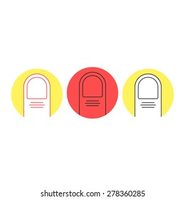 finger tab icons colored set. concept of fingerprinting, fingerprint scanner, clicking, scan personality, connection gesture, print. flat style trend modern logotype design vector illustration