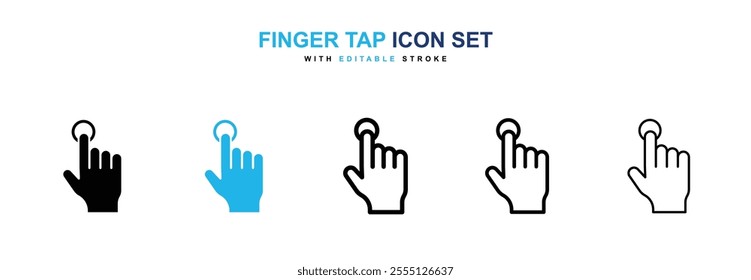finger tap icon collection in black and blue colors