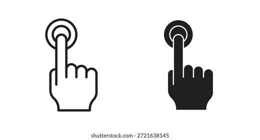 Icono de toque de dedo en línea delgada y rellena, estilo de trazo para Sitio web y App