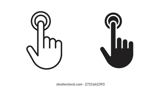 finger tap icon flat and thin stroke vector pack. Editable icons set