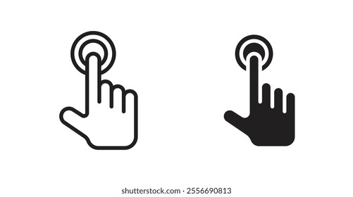 finger tap icon set in Thin line black color.