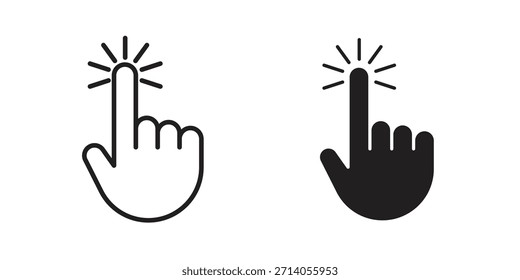 Diseños de Vector de silueta de icono de toque de dedo. Trazos editables