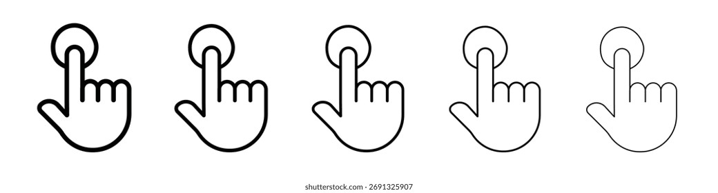 ícone de toque com o dedo. Coleção de ícones de linha fina para interface do usuário da Web.