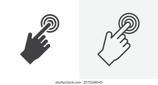 finger tap icons. flat and line style set