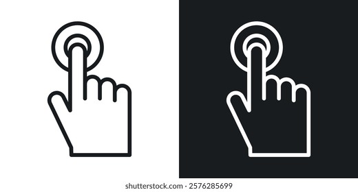 finger tap icons in thin black and white stroke liner style