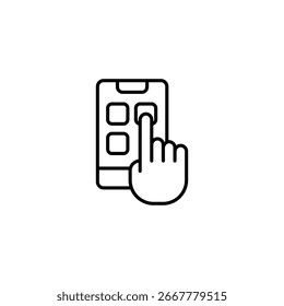 Fingerabdrücken Handy-Bildschirm-Symbol zeigt App-Nutzung Interaktion