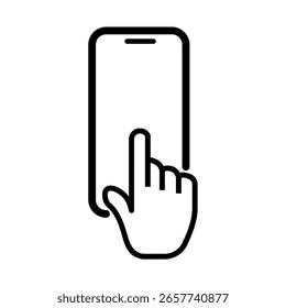 Finger taps phone screen for modern technology interaction and digital lifestyle access easily