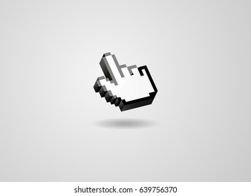 Finger thumb pixel mouse pointer cursor  3d glossy isolated modern 