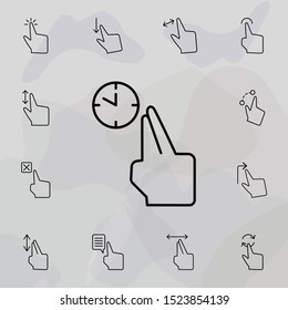 Finger, time, push icon. Universal set of touch gesture for website design and development, app development