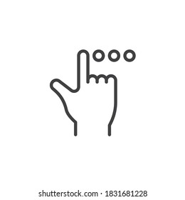 Finger touch Braille line icon. linear style sign for mobile concept and web design. Braille reading outline vector icon. Symbol, logo illustration. Vector graphics