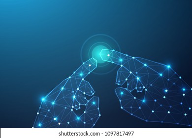 Finger touch the future global network connection, vector illustrator