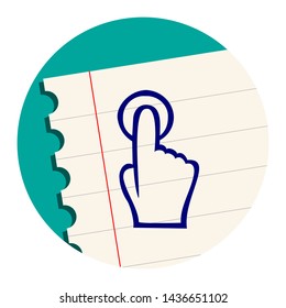Finger Touch. Hand Drawn Icon on a Notebook Sheet