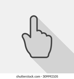 Finger touch icon with long shadow ,flat design , thin line style, vector 
