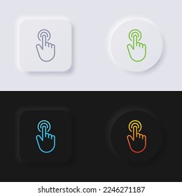 Finger touch icon set, Multicolor neumorphism button soft UI Design for Web design, Application UI and more, Button, Vector.