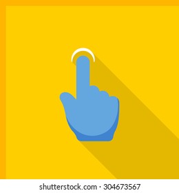 Finger touch icon - vector , eps10 (flat icon , long shadow)