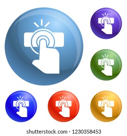 Finger touch icons set vector 6 color isolated on white background