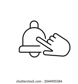 Finger touch linear icon. Notification thin line customizable illustration. Contour symbol. Vector isolated outline drawing. Editable stroke