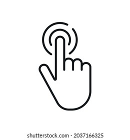 Finger touch linear icon. Thin line customizable illustration. Contour symbol. Vector isolated outline drawing. Editable stroke