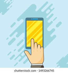 Finger Touch Mobile Phone Vector Background Image. Gadget Abstract Design