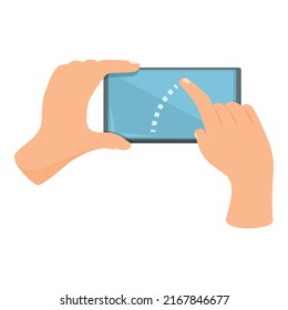 Finger Touch bewegen Symbol Cartoon Vektorgrafik. Telefon-Bildschirm. Mobile App