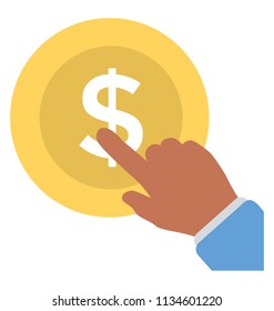 
A finger touch on dollar currency symbolising pay per click concept 
