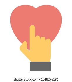 
Finger touch on heart button, website rating element 
