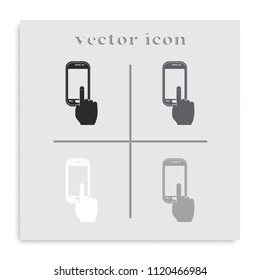 Finger touch screen flat black and white vector icon.