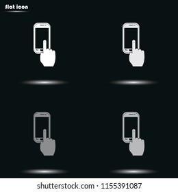 Finger touch screen flat grayscale vector icon.