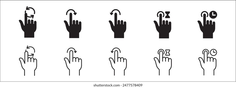 Finger touch screen gesture icon set. Vector stock icon isolated on white. Graphic design for button template and illustration.
