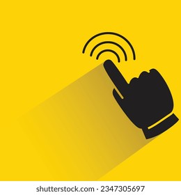 finger touch with shadow on yellow background