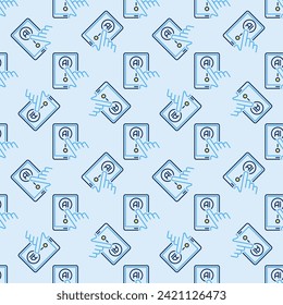 Finger touch Smartphone with Artificial Intelligence vector AI phone concept colored Seamless Pattern