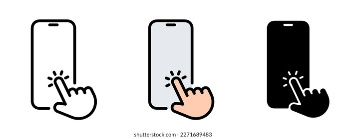 Finger touching blank screen. Electronic device art illustration