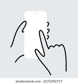 Finger touching blank screen. Electronic device art illustration