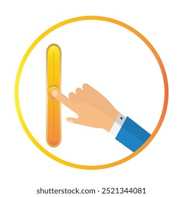 Finger touching a button on a slide bar