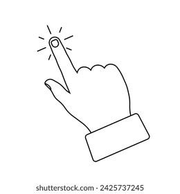 Finger touching icon. Hand icon. Linear style. Vector icon