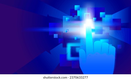 Finger touching on futuristic network connection background. The intelligence technology concept