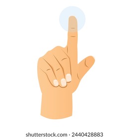 finger touching screen button; concept of tactile interaction with digital technology, navigation and user engagement- vector illustration