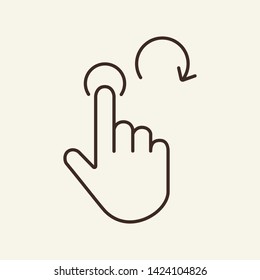 Finger touching screen and rotation arrow line icon. Web app, smartphone, hand gesture. Touchscreen concept. Vector illustration can be used for topics like interface, mobile phone, technologies