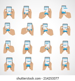 Conjunto De Pantalla Táctil De Dedo - Aislada En Fondo Blanco - Ilustración De Vector, Diseño Gráfico Editable Para Su Diseño   