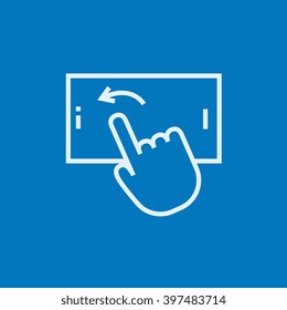 Finger touching smartphone line icon.