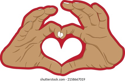 finger of two hand shaped love sign 