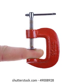 finger is under pressure in this clamp